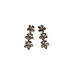 J. Crew Dressy Pearl Triple Dangle Gold Flower Pearl Drop Earrings